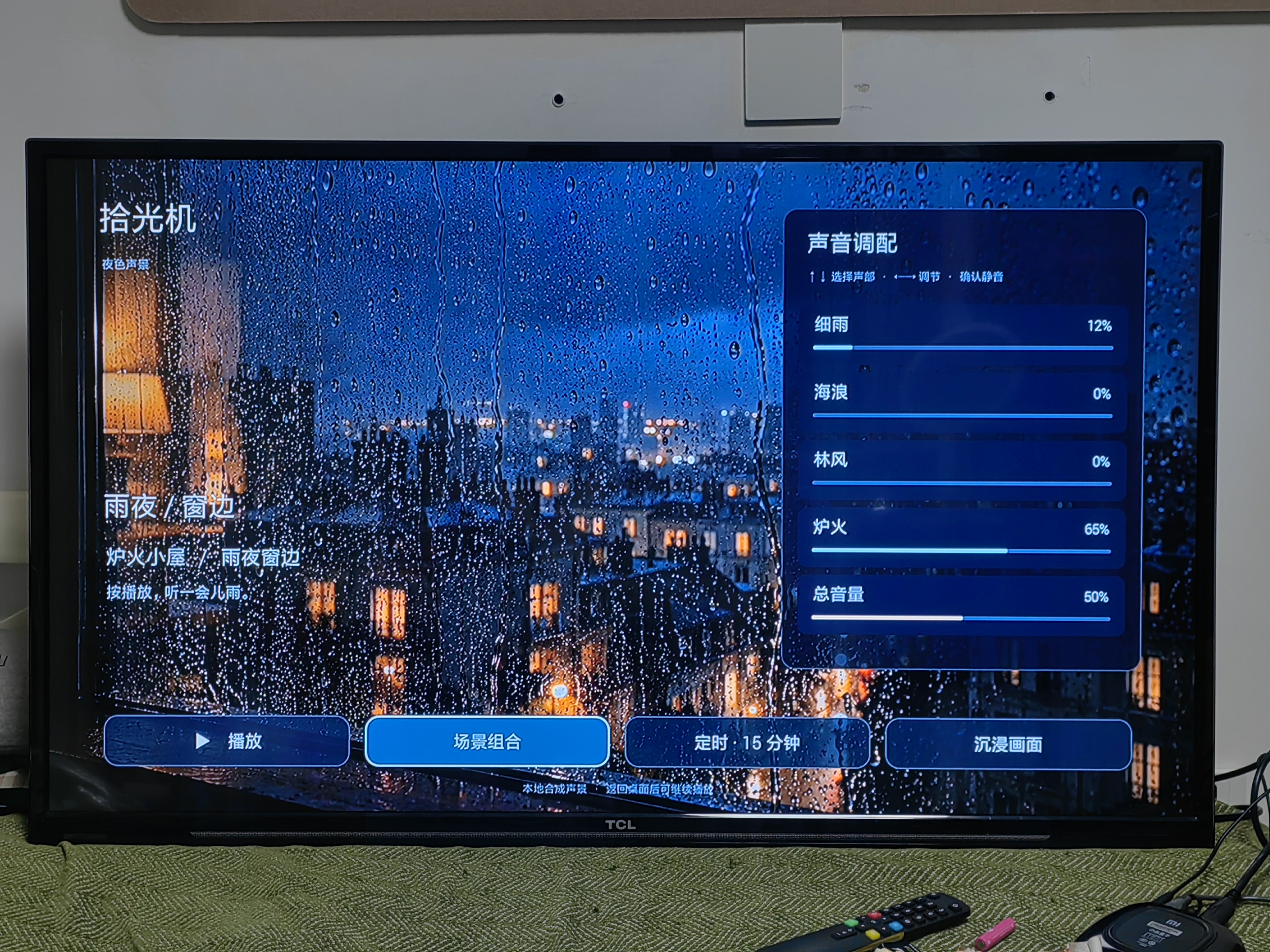 家中电视上的声景与画面